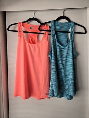 RBX & YOGO Women's Racerback Tank Tops - Coral Pink & Teal Blue